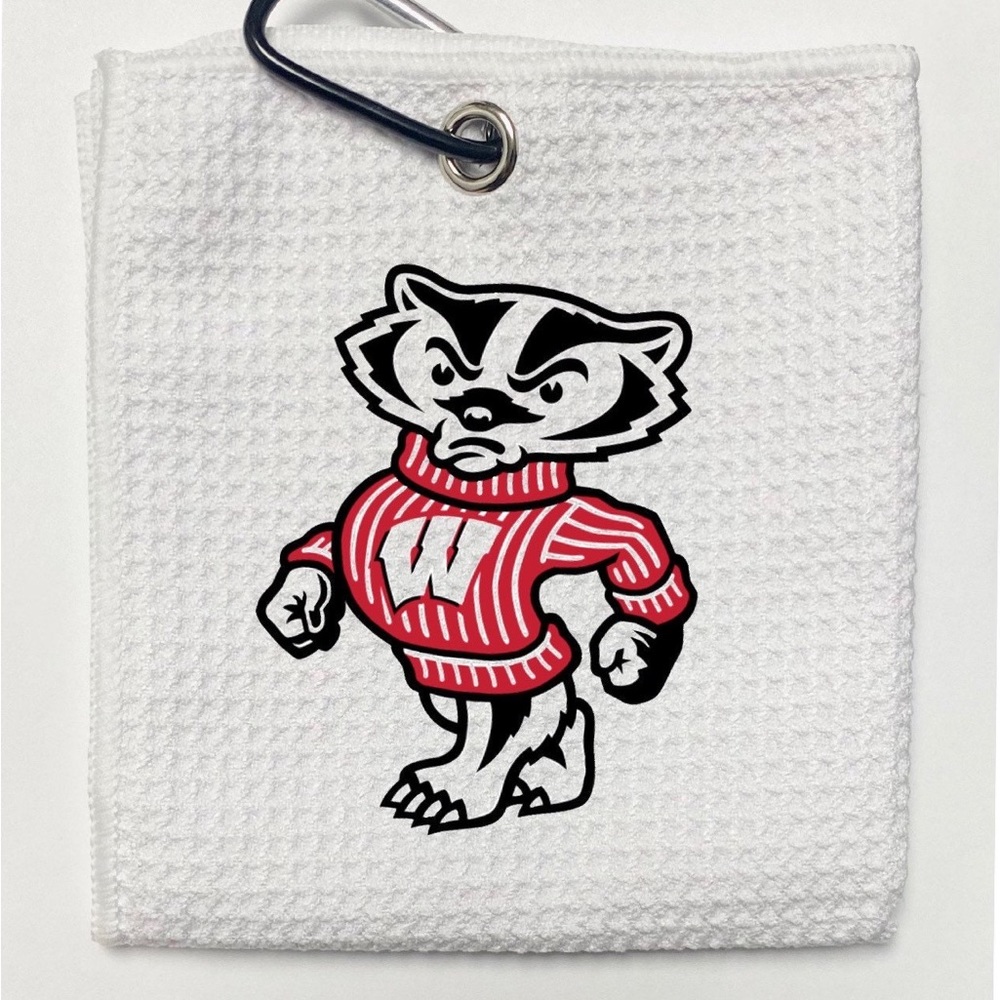 Wisconsin Badgers Golf Towel, 12 x 20, with carabiner